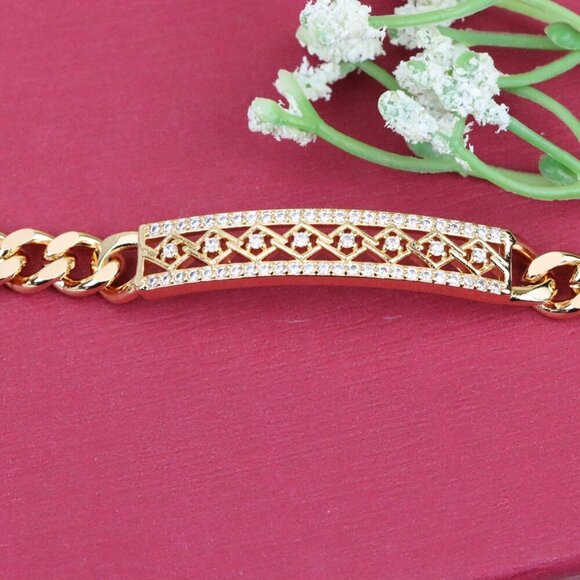 "Rose Gold Bracelet with Diamond-Cut Crisscross Bar Design, XPBL0855 - Picture 11 of 12